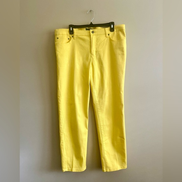 Lauren Ralph Lauren | Sunny Canary Yellow Jeans, Straight Ankle Pants, Size 16W - Picture 1 of 8